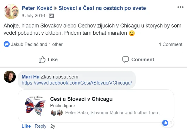 Facebook príspevok Chicago 16