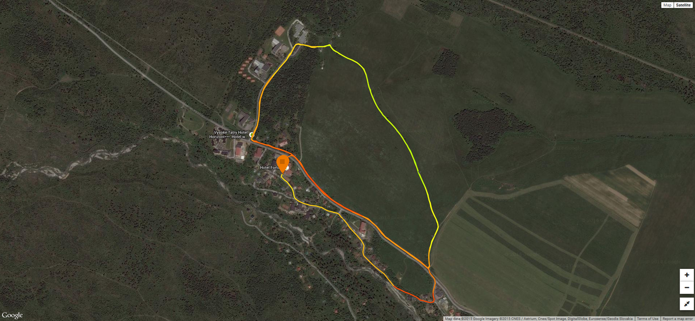Mapa pretekov z GPS záznamu